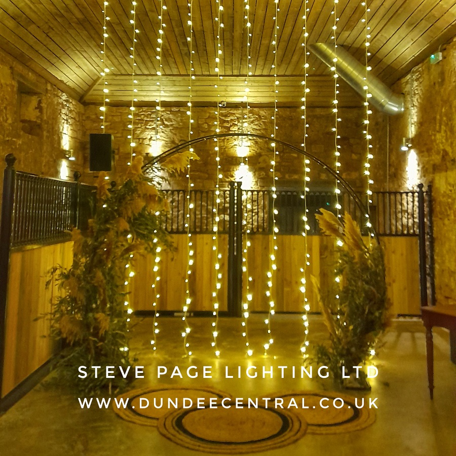 wedding ceremony lights at Falside Venue, Kingsbarns, Fife